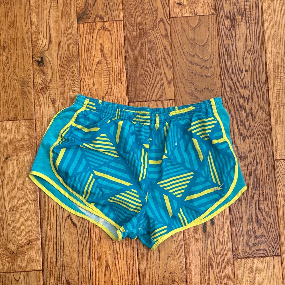 Nike Teal and Yellow Athletic Shorts